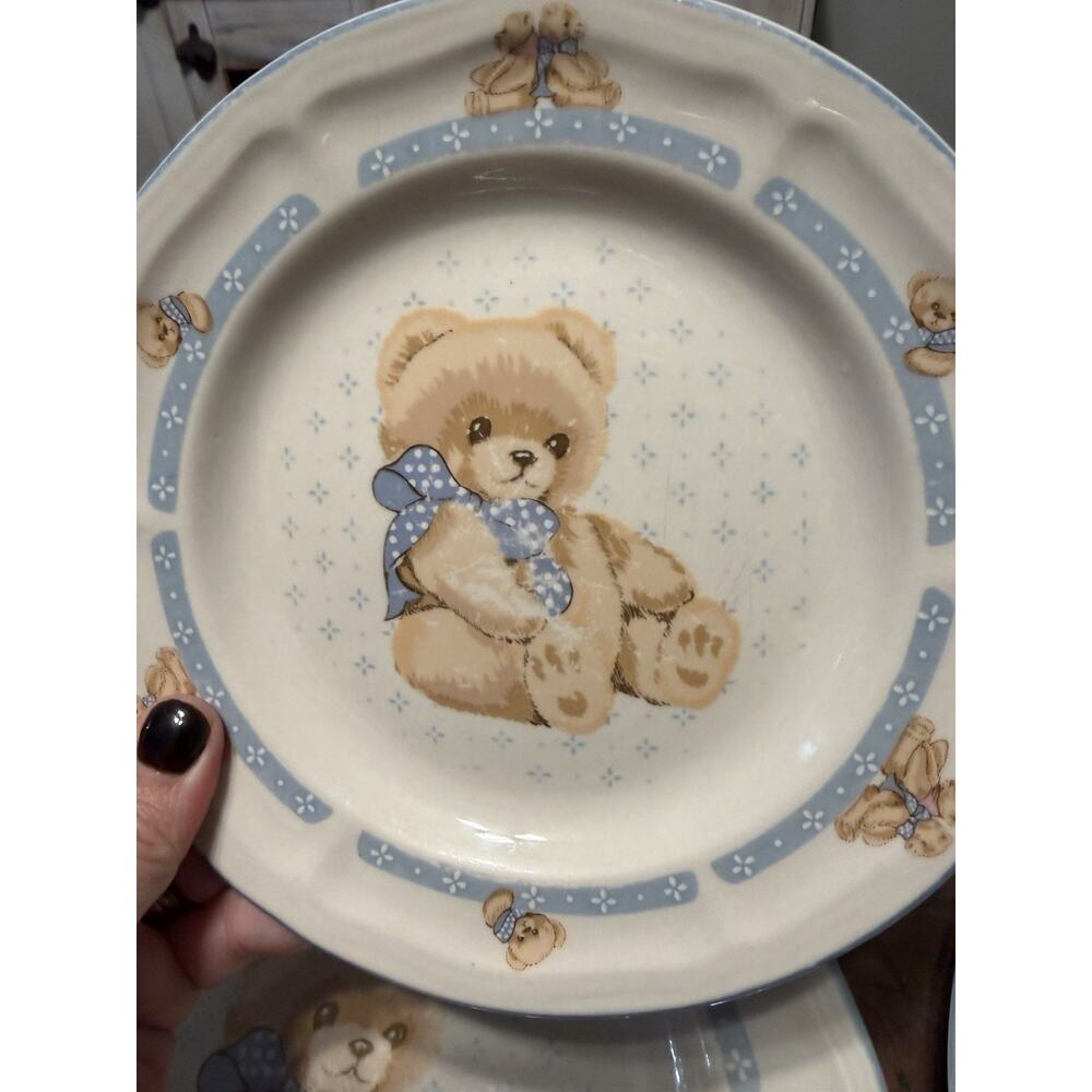 Tienshan Stoneware Country Bear Dinner &salad plates, cups & saucers set of 2 ea - Picture 4 of 16